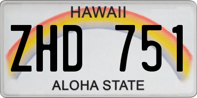 HI license plate ZHD751