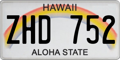 HI license plate ZHD752