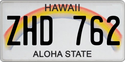 HI license plate ZHD762