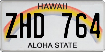 HI license plate ZHD764