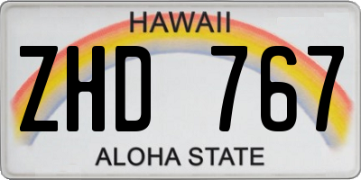 HI license plate ZHD767