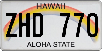 HI license plate ZHD770