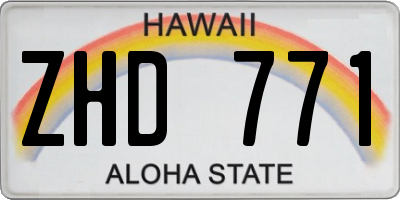 HI license plate ZHD771