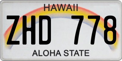 HI license plate ZHD778