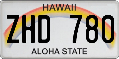 HI license plate ZHD780