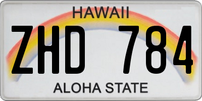 HI license plate ZHD784