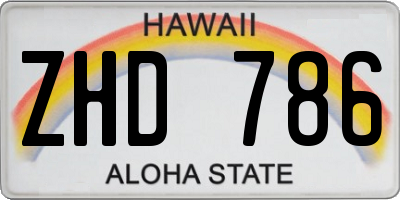 HI license plate ZHD786