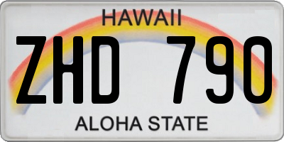 HI license plate ZHD790