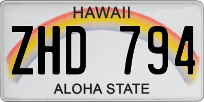 HI license plate ZHD794