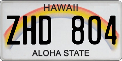 HI license plate ZHD804