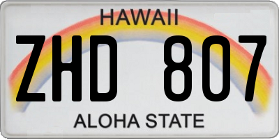HI license plate ZHD807