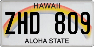 HI license plate ZHD809