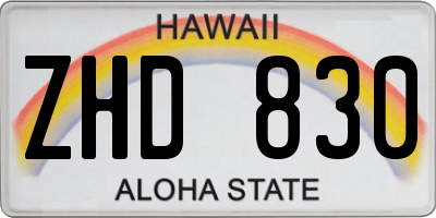 HI license plate ZHD830