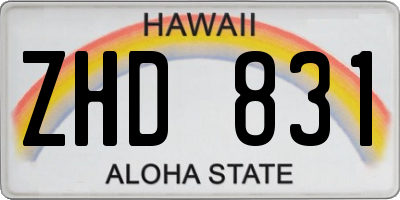HI license plate ZHD831