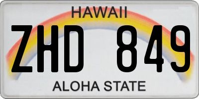 HI license plate ZHD849