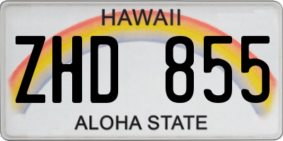 HI license plate ZHD855