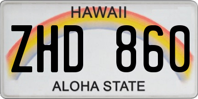 HI license plate ZHD860