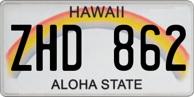 HI license plate ZHD862
