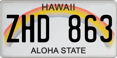 HI license plate ZHD863