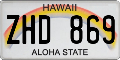 HI license plate ZHD869