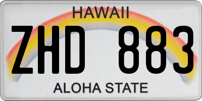 HI license plate ZHD883
