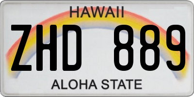 HI license plate ZHD889