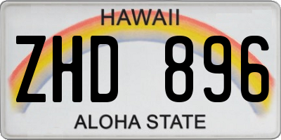 HI license plate ZHD896