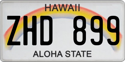 HI license plate ZHD899