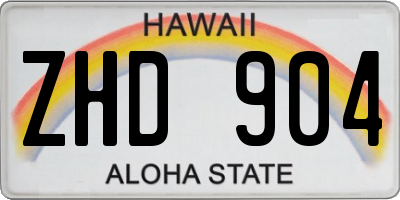 HI license plate ZHD904