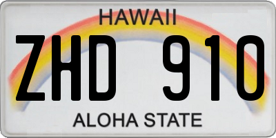 HI license plate ZHD910