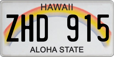 HI license plate ZHD915