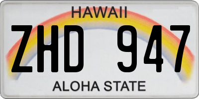 HI license plate ZHD947