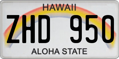 HI license plate ZHD950