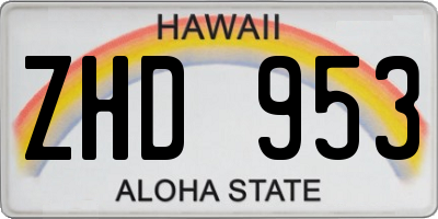 HI license plate ZHD953