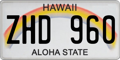 HI license plate ZHD960