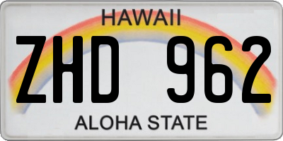 HI license plate ZHD962