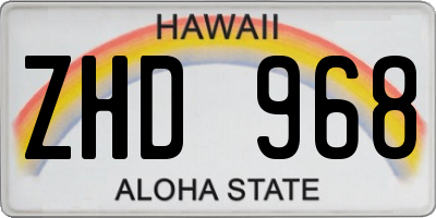 HI license plate ZHD968