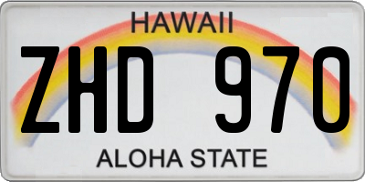 HI license plate ZHD970