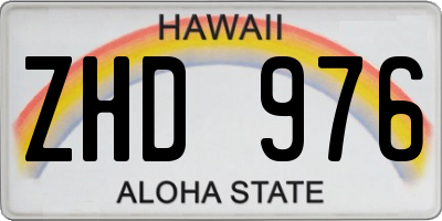 HI license plate ZHD976