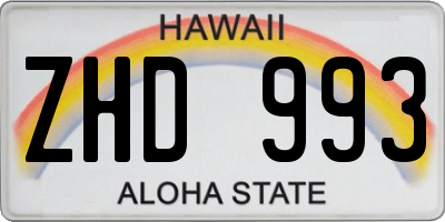 HI license plate ZHD993