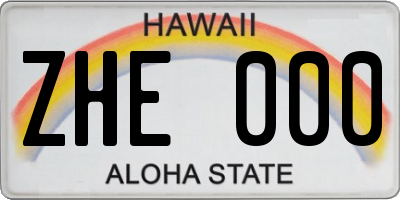 HI license plate ZHE000