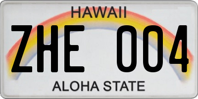 HI license plate ZHE004