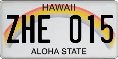 HI license plate ZHE015