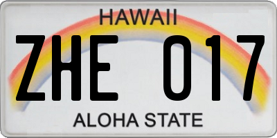 HI license plate ZHE017