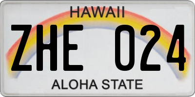 HI license plate ZHE024