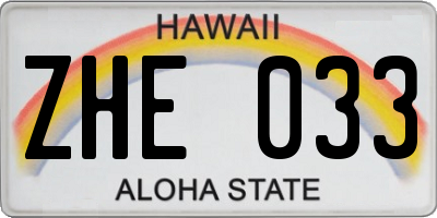 HI license plate ZHE033