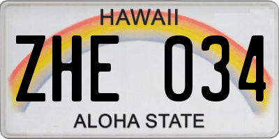 HI license plate ZHE034