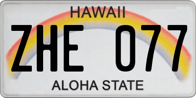 HI license plate ZHE077
