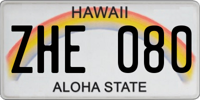 HI license plate ZHE080