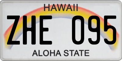 HI license plate ZHE095